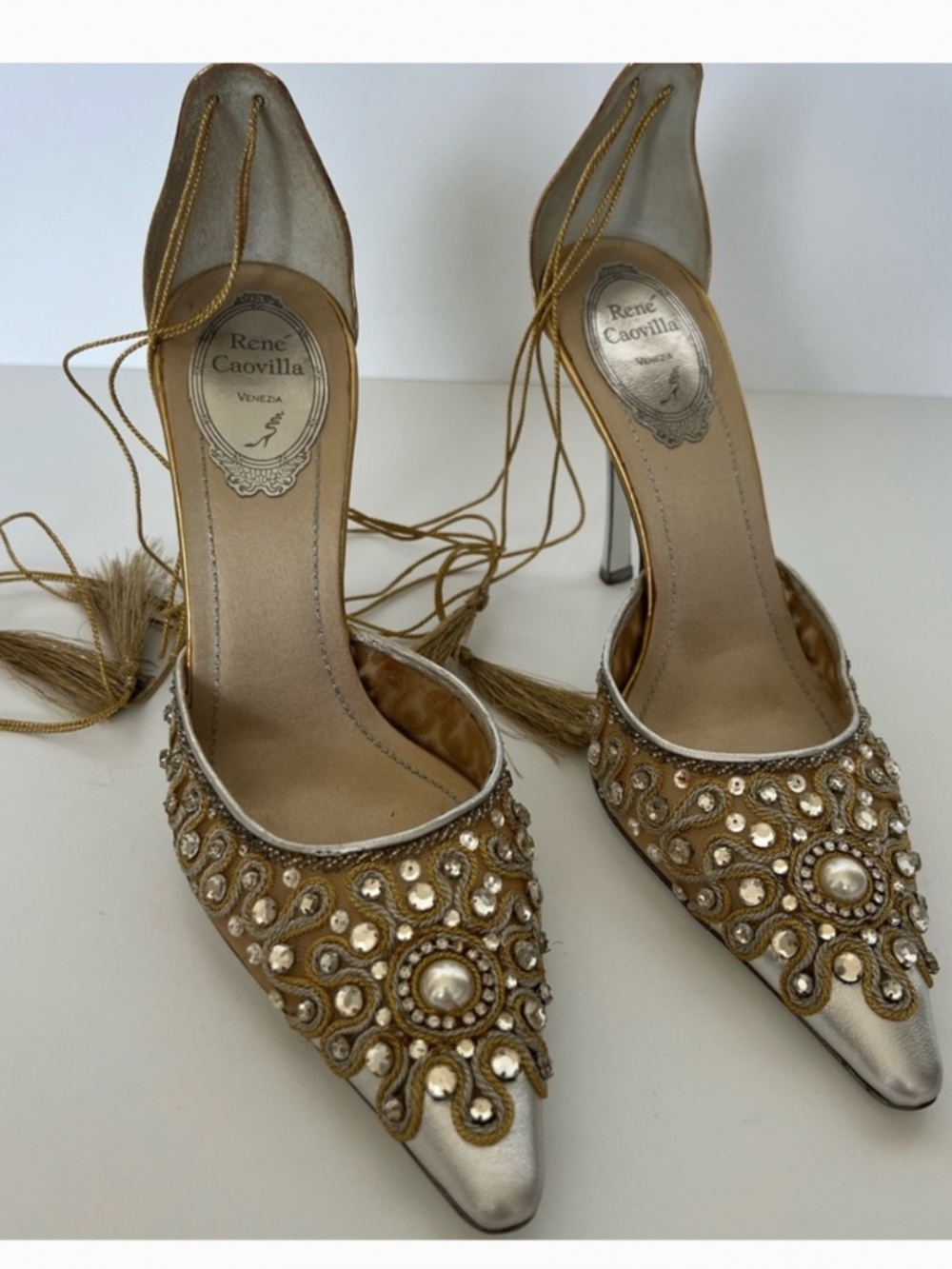 Rene Caovilla Gold & Silver Pumps Size 40